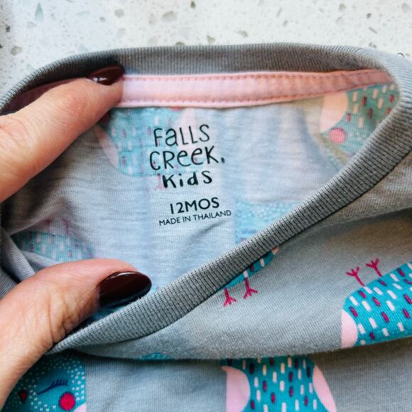 12 Month Girl Outfit Gray Owl Long Sleeve with Pink Sweatpants - Picture 4 of 7